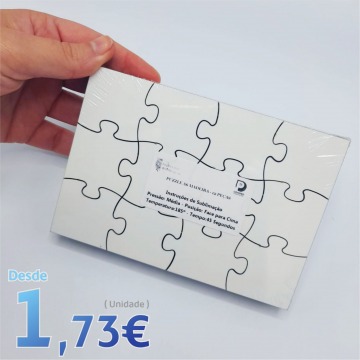 Puzzle em Madeira A5 Branco com 12 Peças