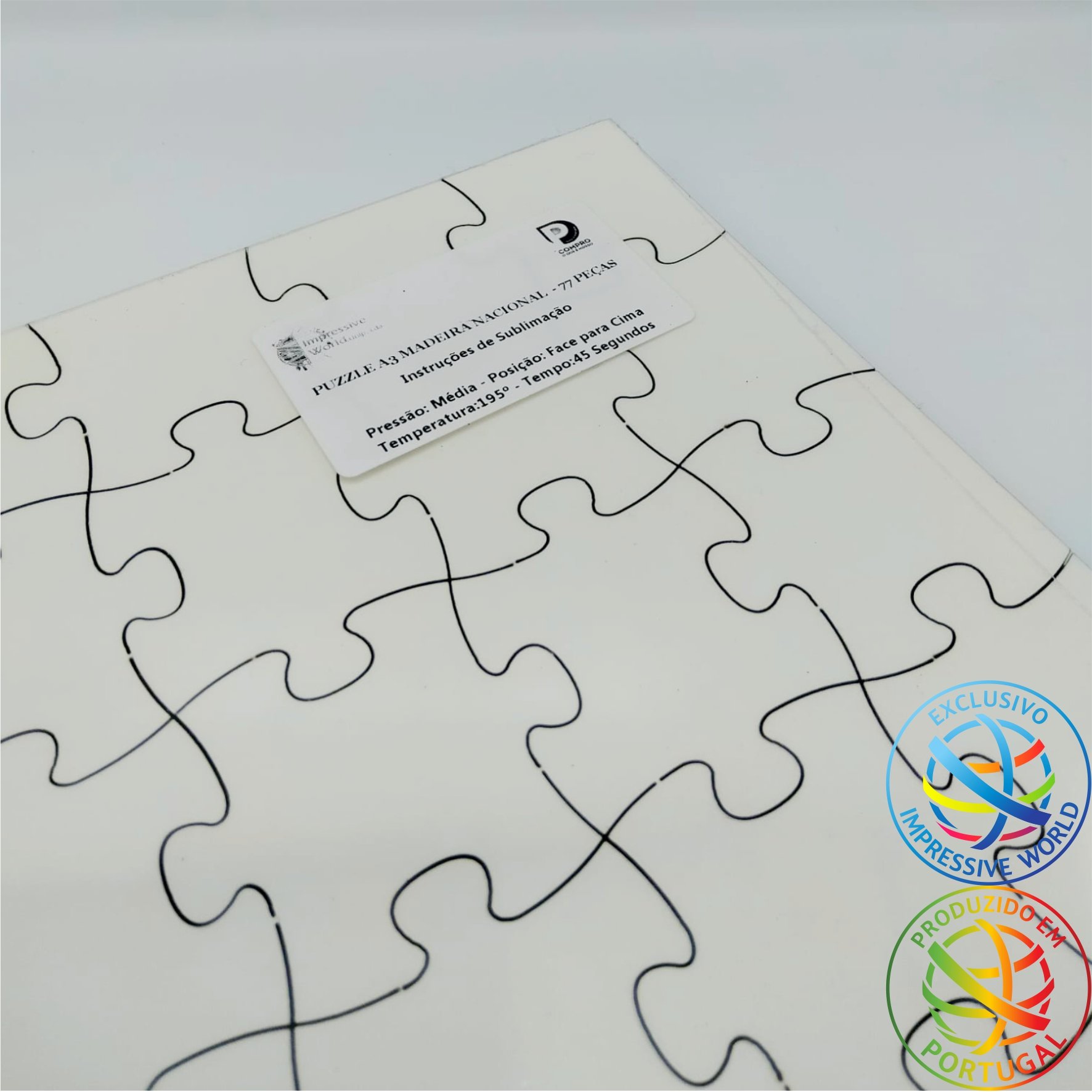 Puzzle de madeira branco para sublimação 60 peças 25x36cm