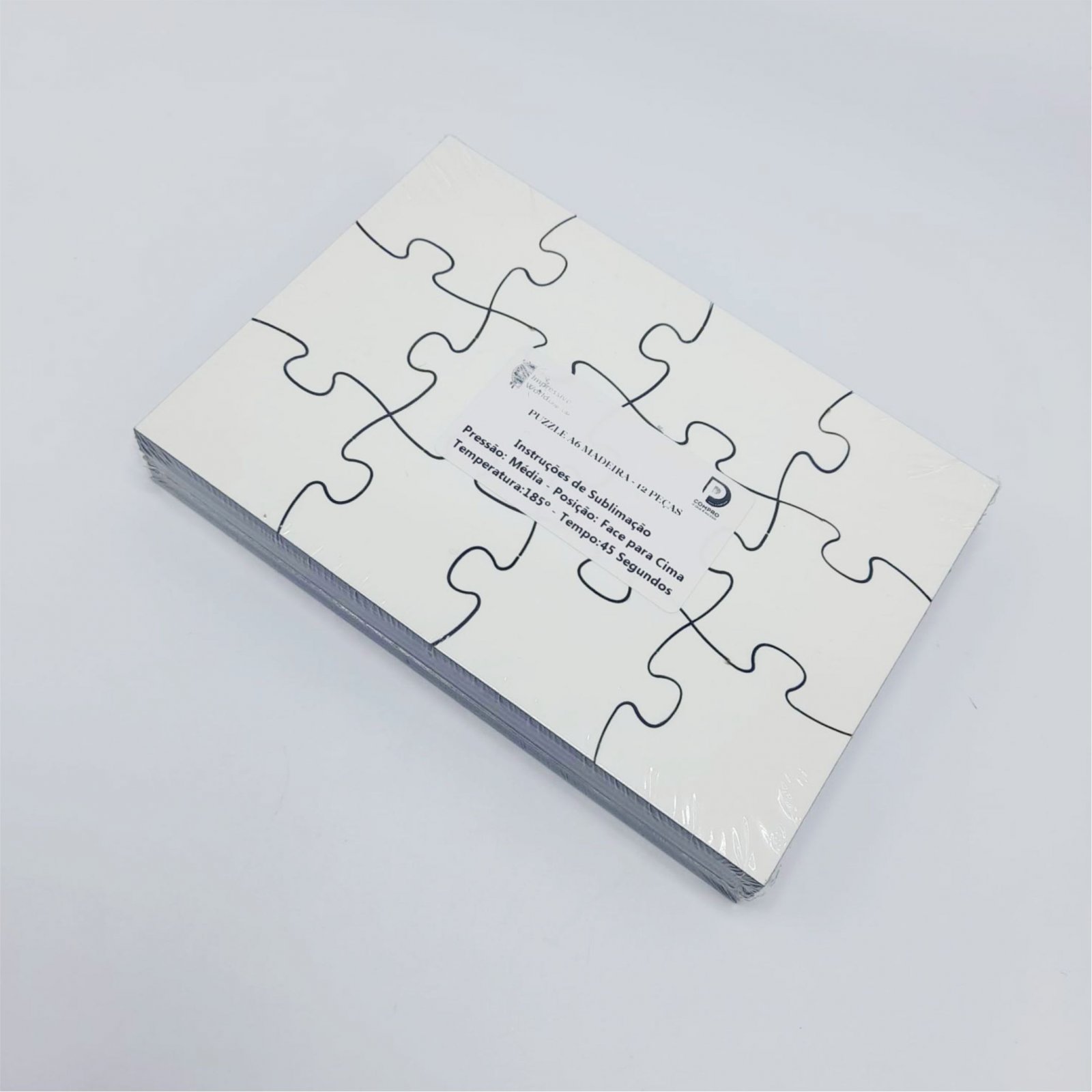 Puzzle em Madeira A5 Branco com 12 Peças